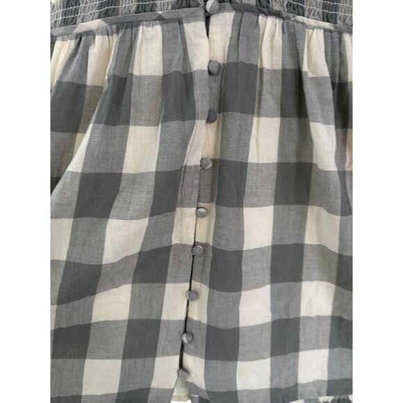 Anthropologie The Peregine Smocked Bodice Checkered Mini Dress Green Size XS - Picture 10 of 14